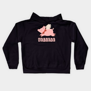 Believe Flying Pig Kids Hoodie